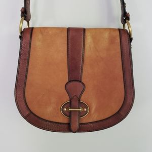Fossil Brown Leather Satchel Purse, Crossbody Bag
